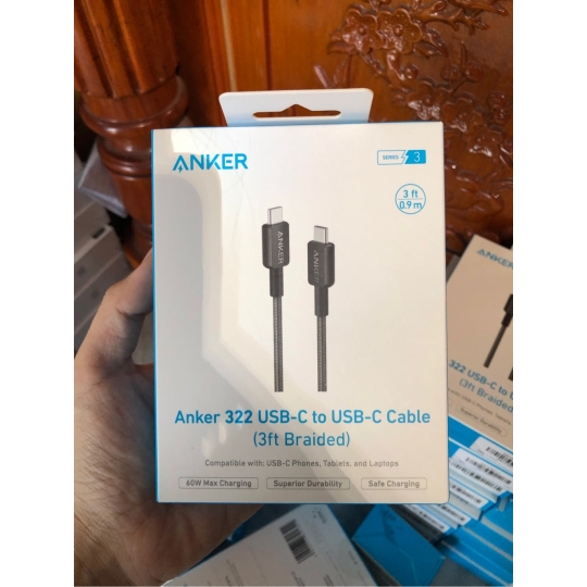 Cáp Type-C To Type-C Anker Dài 0.9m (A81F5) Đen