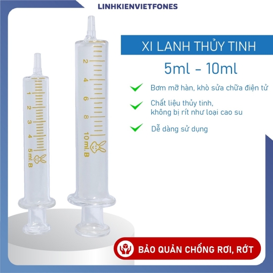 Xi lanh thuỷ tinh kèm đầu kim sắt
